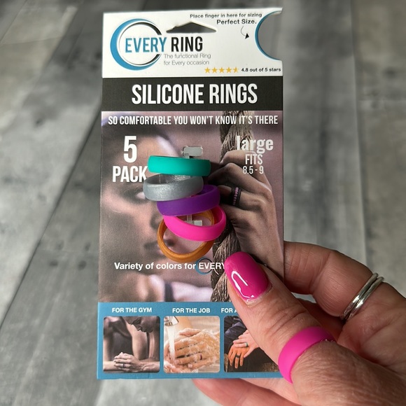 Multiple Colored Silicone Rings 5 Pack Set Size Large - Picture 6 of 6